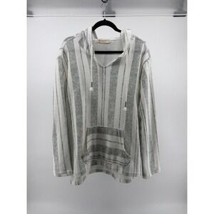 Ocean Drive Blue & White Striped Drawstring Beach Hoodie, Super Soft, Size XL